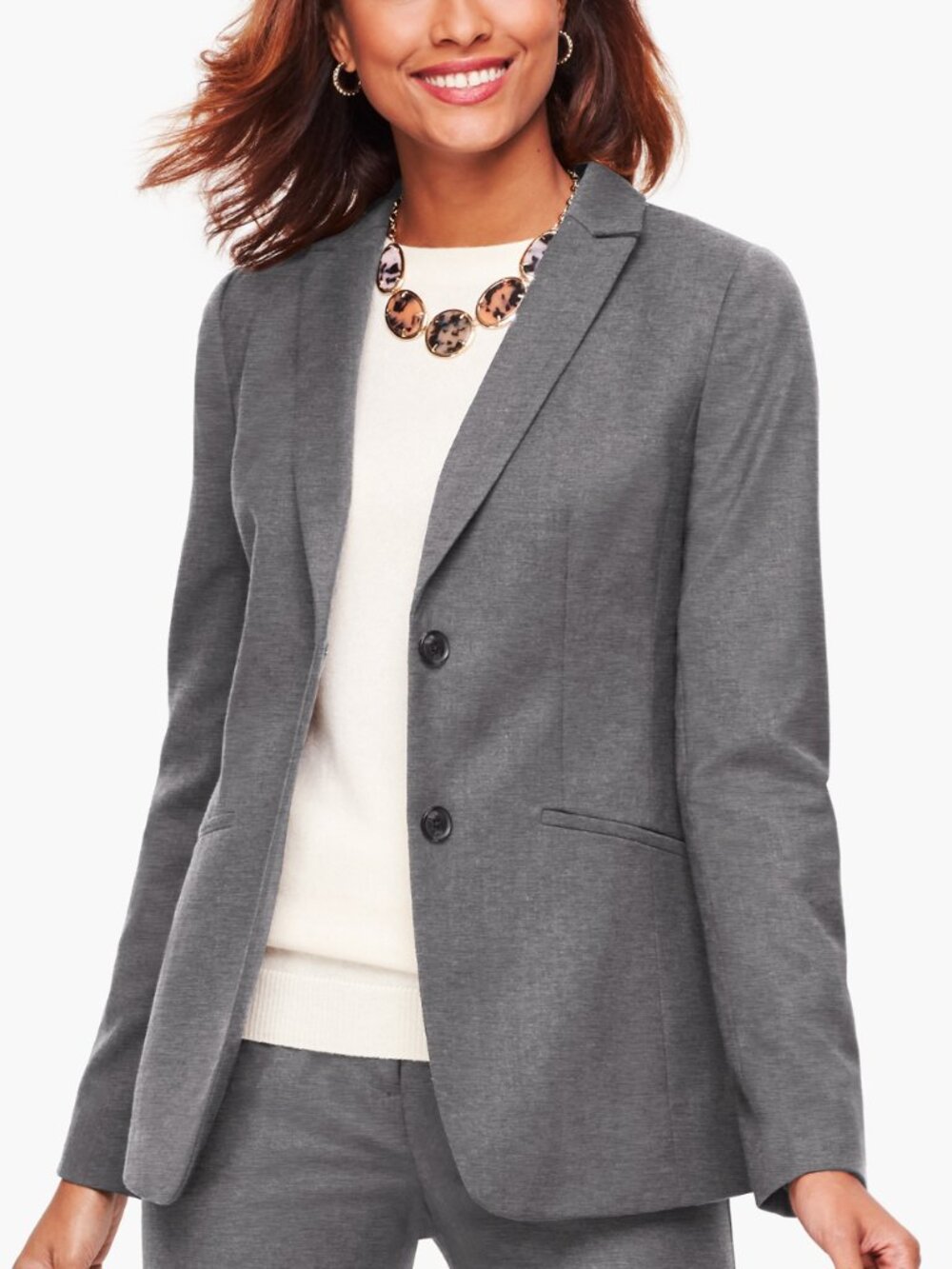 Talbots wool blend gray lined 2 button office business blazer size 16